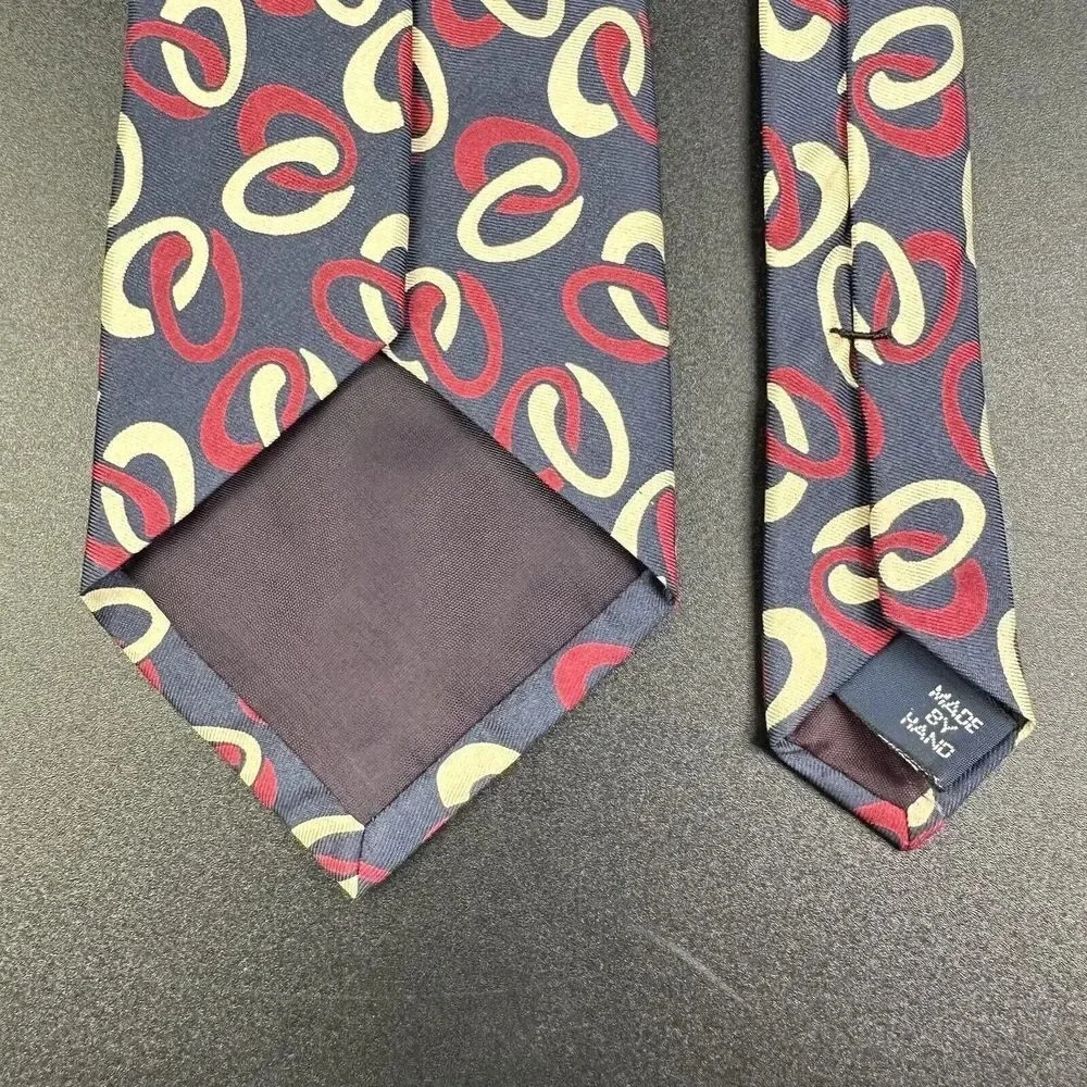 Vintage Polo Ralph Lauren Silk Tie Mens Navy Geometric Handmade in USA Necktie*